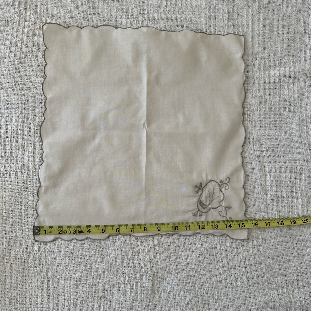 Vtg 9 of Handkerchiefs Muted White With Embroidery Openwork Borders, “15,5x16” - Picture 8 of 14